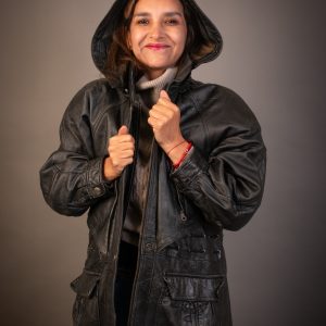 Parka cuero gorro desmontable