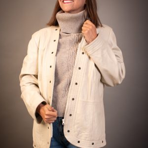 Chaqueta cuero blanco hueso