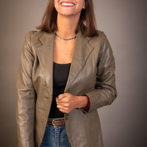 Blazer cuero verde olivo
