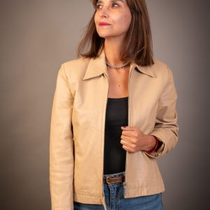 Chaqueta cuero crema