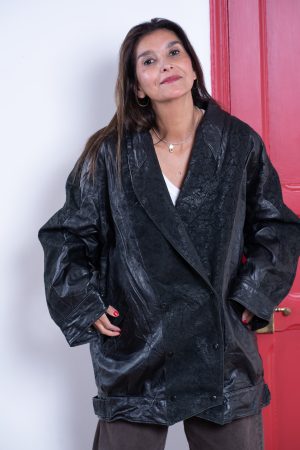 Chaqueta Cuero Negra