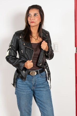 Chaqueta Cuero Negro Biker