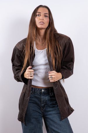Chaqueta Cuero Café