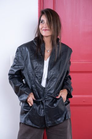 Chaqueta Cuero Negra