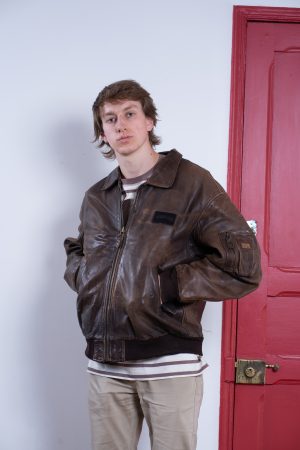 Chaqueta Cuero Bomber Café Óxido
